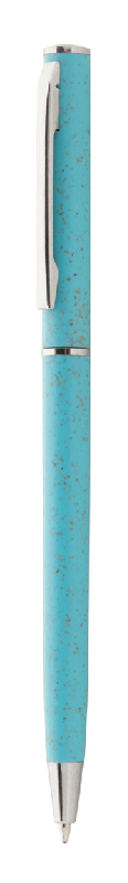 Stylo bille twist en plastique paille de blé écologique - détails chromés - encre bleue_0