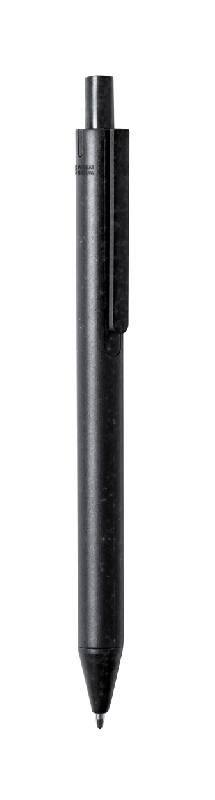 Stylo bille écologique en plastique paille de blé - encre bleue - couleur noire - 8g_0