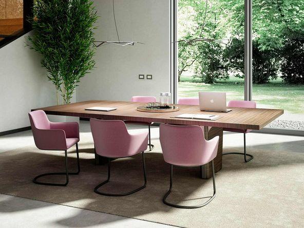 Table de réunion Genesis - placage bois design - plateau ép. 50 mm - dimensions 280x140 cm_0