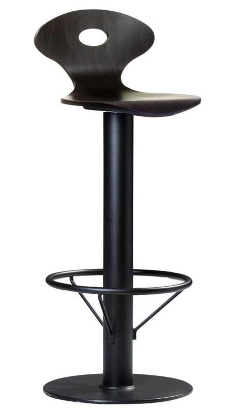Tabouret de bar pivotant Nero 109 D Vienna - structure en fonte noire et assise en hêtre contreplaqué_0