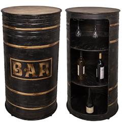Antic Line Créations Tonneau bar avec support verre H110 X Ø60 - noir CS1427_0
