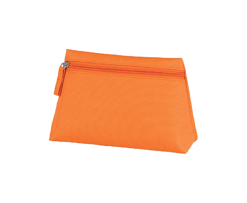 Trousse à maquillage zippée en polyester 600D - couleur orange - poids 36g_0