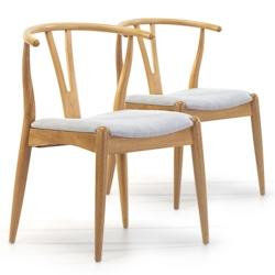 VS Venta-stock Pack 2 chaises Rustic, Couleur Chêne, Bois Massif, 55 cm x 54,5 cm x 76 cm - jaune Bois massif I20049_0