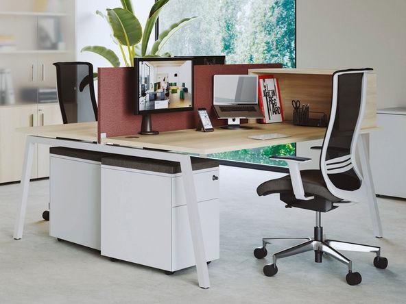 Panneau frontal acoustique tapissé pour bureaux et bench SPLC - tissu Oméga ou Rivet - 3 types de fixations_0