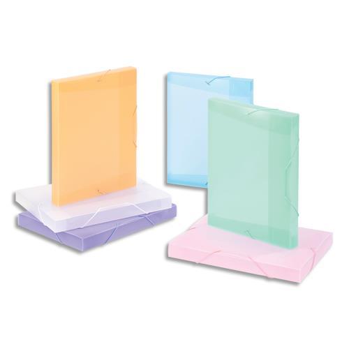BOÎTE DE CLASSEMENT PERSONNALISABLE VIQUEL PROPYSOFT DOS 3CM, EN PP 6/10E - COLORIS TRANSLUCIDES ASSORTIS