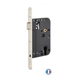 Boitier de serrure encastrable à cylindre pour porte d'entrée, axe 70mm, bouts ronds, nickelé - THIRARD - gris 3150260172966_0