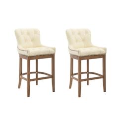 CLP Lot de 2 Tabourets de bar Lakewood en véritable Cuir Crème/Antique clair - beige cuir 304568_0