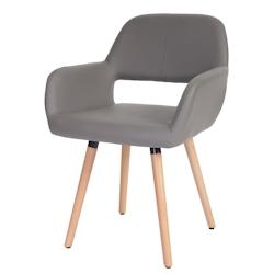 Décoshop26 - Chaise de salle à manger bureau visiteur design rétro en synthétique gris taupe pied en bois clair 04_0002143 - gris 3000252032696_0