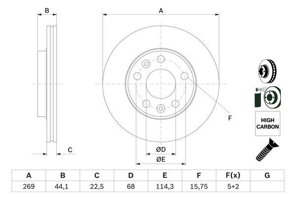 Disque de frein ventilé Bosch 0986479F65 - Boîte de 2 - Montage avant_0