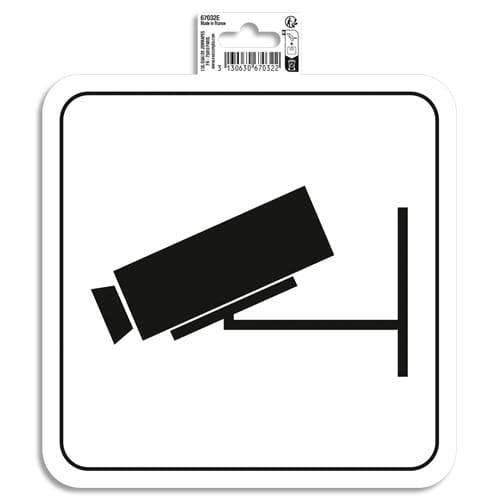 Exacompta panneau pvc adhésif antidérapant video surveillance 20x20 cm 67032e_0