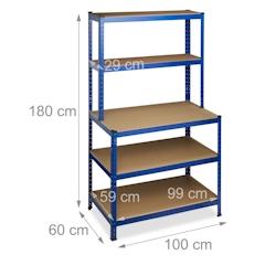 HELLOSHOP26 - Étagère charge lourde garage établi 900 kg supporté à clipser 5 niveaux cave 180 cm bleu 13_0001063 - bleu 3000142398987_0