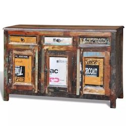 Helloshop26 - Buffet bahut armoire console meuble de rangement placard vintage avec 3 tiroirs 3 portes bois massif récupéré 4402192 - 3001416073685_0