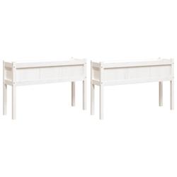 Helloshop26 - Jardinière bac lit surélevé plantes fleurs jardin terrasses lot de 2 avec pieds bois de pin massif blanc 02_0039018 - 3000217971695_0