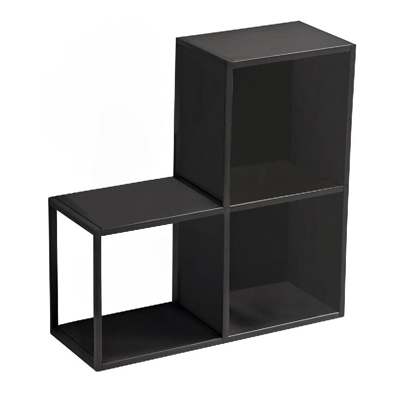 Helloshop26 - Set de 3 étagères murales avec fond et panneaux latéraux acier 28 x 28 x 20 cm noir - 3000225324759_0