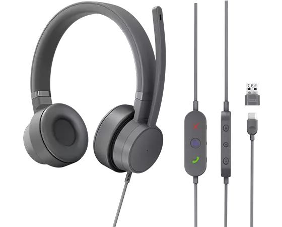 Lenovo GXD1C99243 écouteur/casque Avec fil Arceau Appels/Musique USB Type-C Gris_0