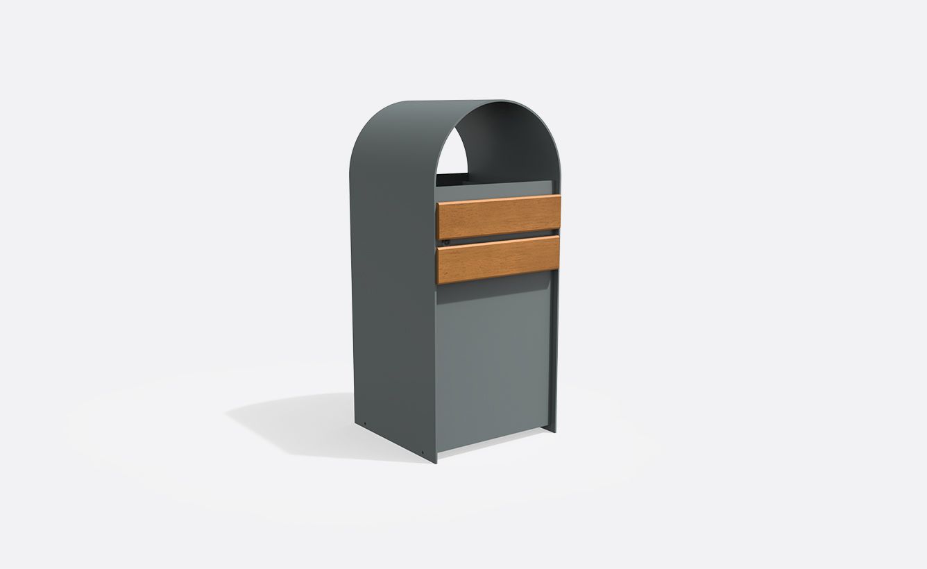 Lótus - poubelle publique - Larus - acier et bois FSC - 120L_0