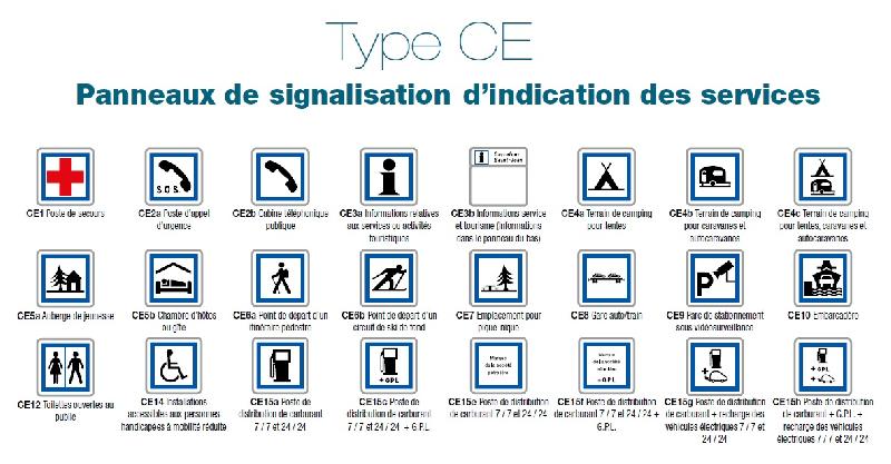 Panneaux de signalisation d'indication des services CE - Classe 2 - acier galvanisé - montage simple_0