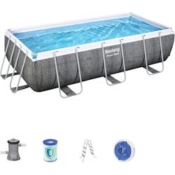 Piscine hors sol Rectangulaire BESTWAY 404x201x100cm - Structure Anticorrosion, Liner Triple Épaisseur, Pompe Échelle Incluses - gris 6942138956597_0