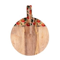 Planche à découper Amalfi 30 cm - Bois massif décoré rond avec motifs d'agrumes - Table Passion 40 cm - multicolore_0