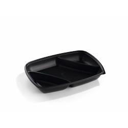 Sabert Récipient à 3 divisions, polypropylène, 28 x 20 cm, 975 ml, rectangulaires, noir, 3 x 50 (150 pièces) - noir plastique polypropylène 71066_0