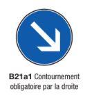 Signalisation routière de police - Type B21a1 - Contournement obligatoire par la droite_0