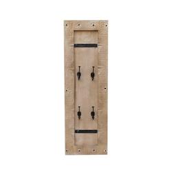 SIT Möbel Porte-manteau avec 4 crochets métalliques | Bois de manguier naturel | L 35 x P 8 x H 110 cm - beige Bois massif 14563-01_0