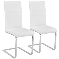 Tectake 2 Chaises de Salle à Manger BETTINA Rembourrées Pieds en métal Argentés Design Moderne - blanc -402550 - blanc matière synthétique 402550_0