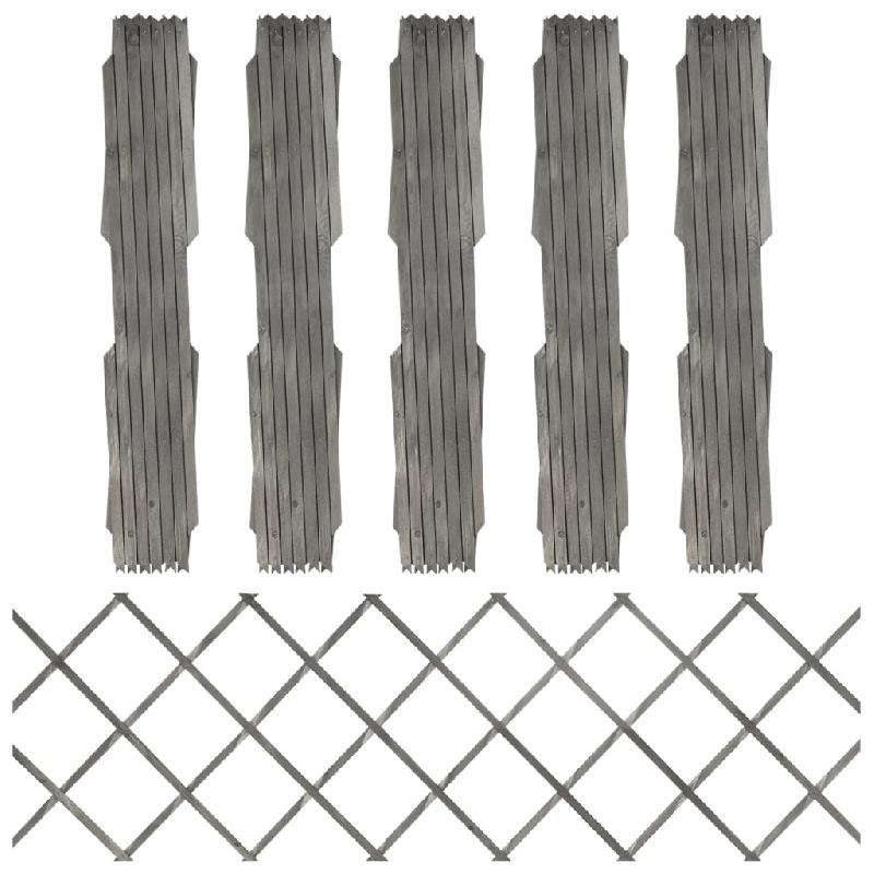 Vidaxl clôture à treillis 5 pcs gris bois de sapin massif 180x60 cm 316424_0