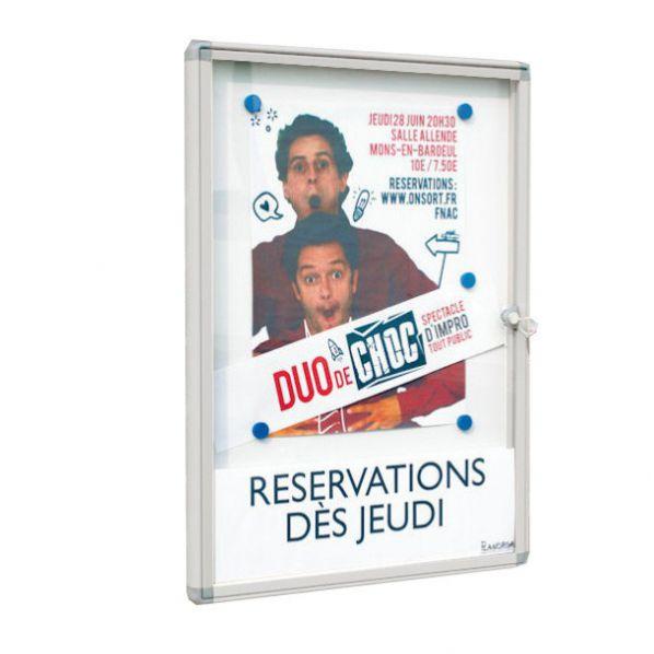 Vitrine extérieure cadre design anodisé - vitrage plexi - format 2 x A4 - Marque Rolléco_0