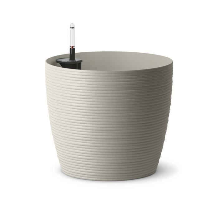 POETIC - Pot Casa Cosy rond gris soie - Ø29,8 x H26,5 cm - 12,6L avec réserve d'eau_0
