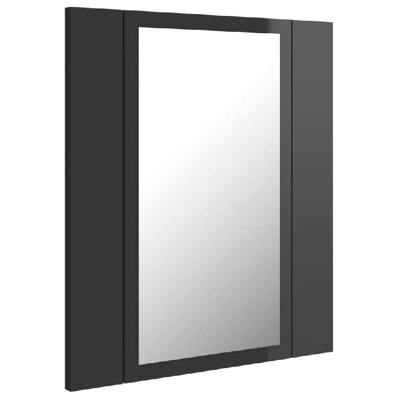 Armoire à miroir de bain à LED - 40 x 12 x 45 cm - Gris brillant acrylique - Réf 02_0006697_0