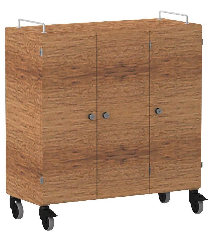 ARMOIRE BASSE SHIFT+ LANDSCAPE MÉLA. 9 CASES - 3 PORTES - NOYER - VERT CLAIR - MANUTAN COLLECTIVITÉS