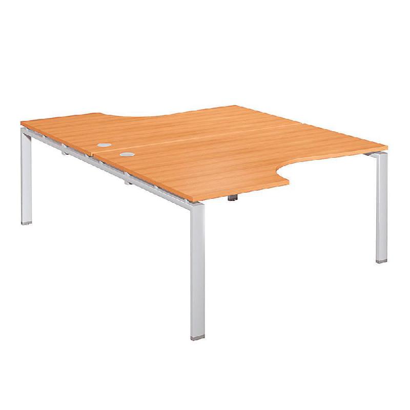 BUREAU DOUBLE PLAN COMPACT E-LINK - L. 160 X P. 223 CM - PLATEAU HETRE - 4 PIEDS ALUMINIUM