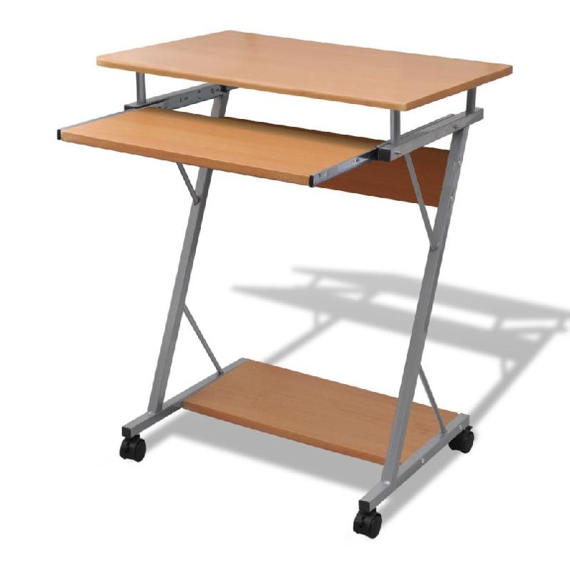Bureau table meuble informatique brun pour ordinateur - compact, design et mobile - 0502122_0