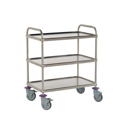 CHARIOT DE SERVICE - 3 PLATEAUX 90X55 CM - SANS GALERIE