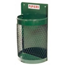 Corbeille métal déployé demi-ronde 30 litres - Fixation murale ou sur pied - Peinture vert RAL 6005_0