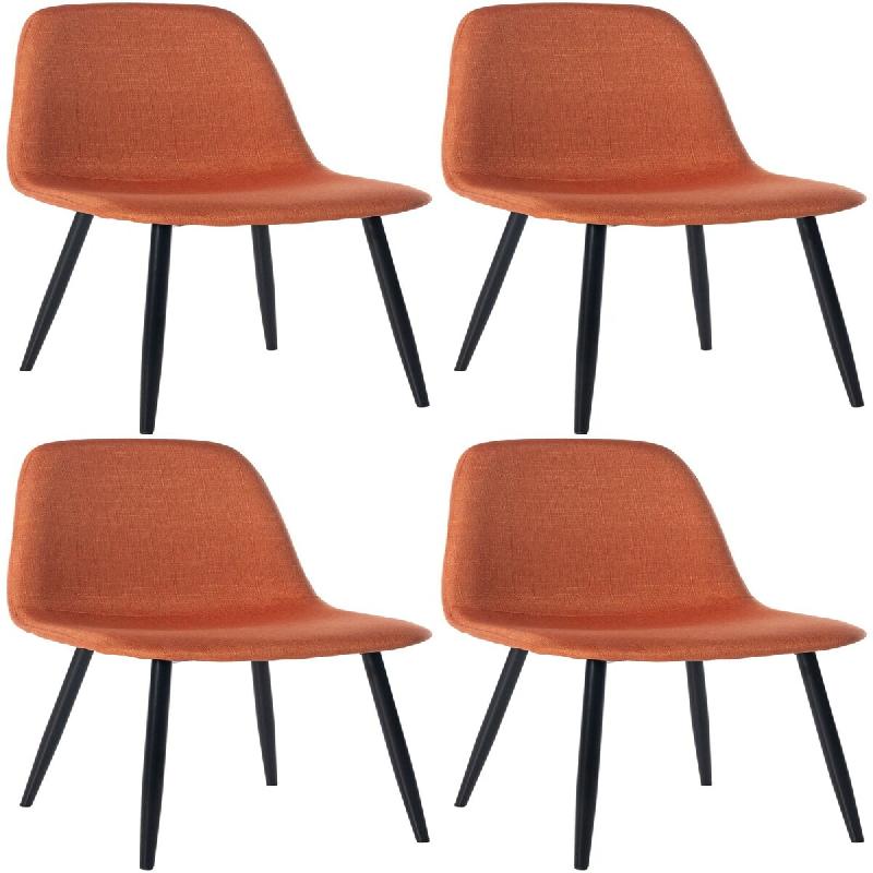 Décoshop26 - Lot de 4 chaises de salle à manger design simple avec pieds en métal noir assise en tissu orange 10_0001836 - noir métal 3000250699266_0