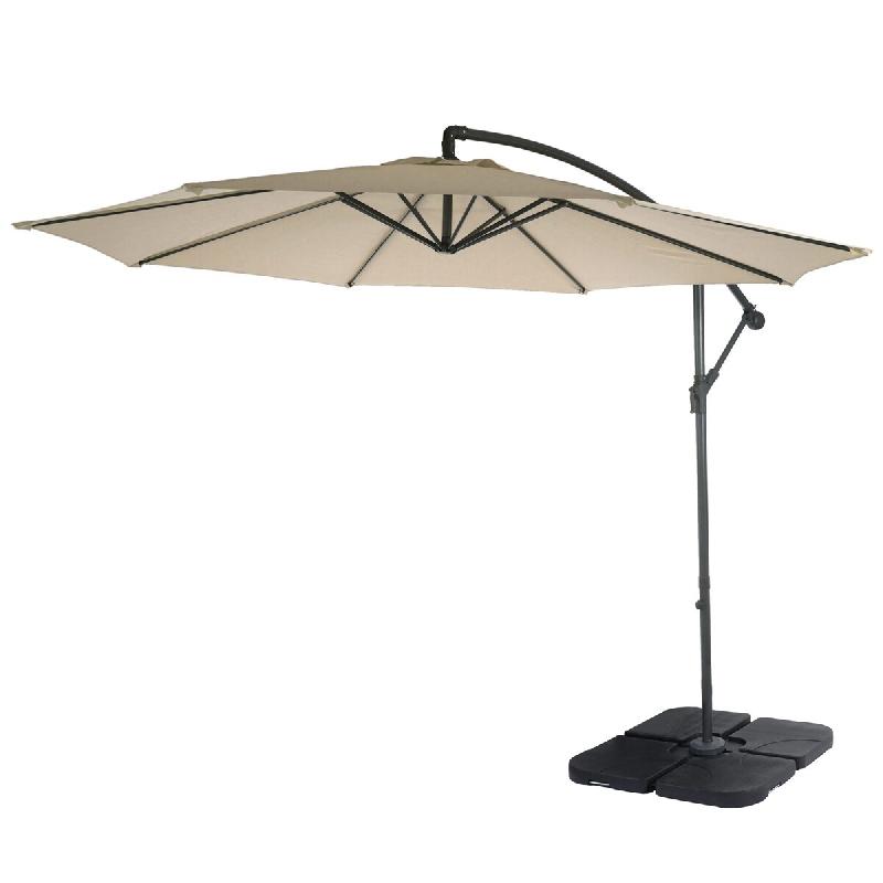Décoshop26 - Parasol déporté protection solaire Ø 3m inclinable polyester/acier 11kg crème avec support 04_0000942 - beige acier 3000102732691_0