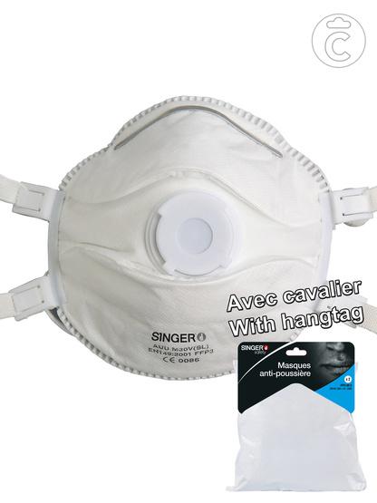Demi-masque classique avec valve - FFP3 NR D - Pack de 2 pièces - Forme conique et usage unique_0
