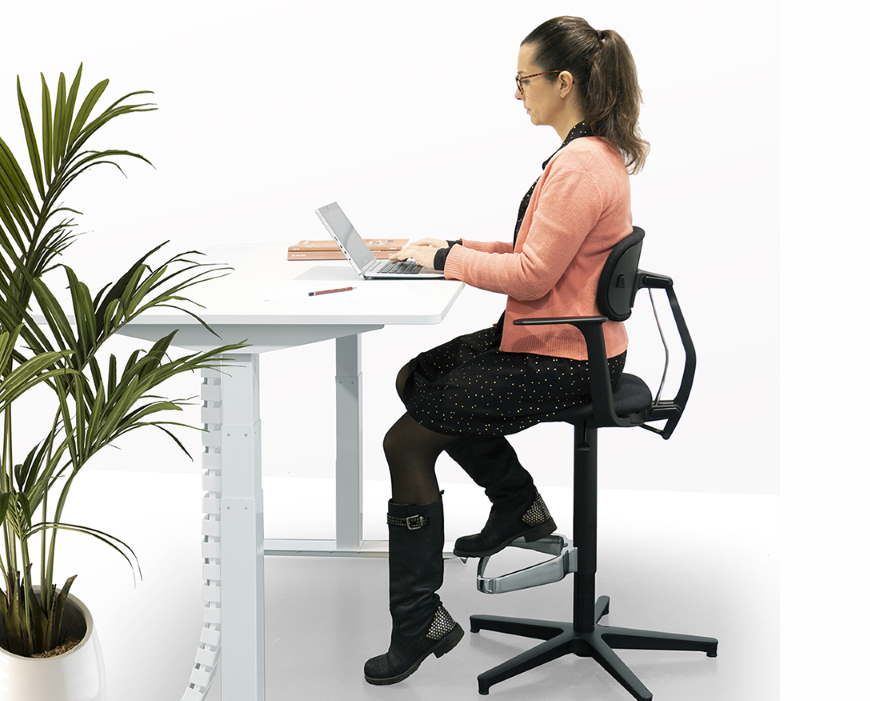 Fauteuil de bureau ergonomique ERGOKI - pour positions assis, assis-debout et debout - dossier réglable et assise flexible_0