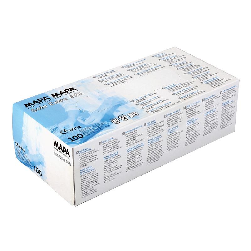 GANTS JETABLES LATEX MAPA SOLO 998 TAILLE 8, BOITE DE 100