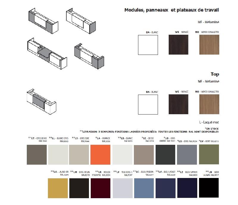 Grande banque d'accueil Z2 finition coloris bois - Officity - Blanc mat, Wengé, 426_0