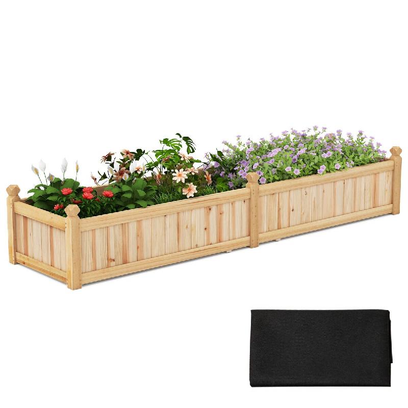 Helloshop26 - Bac à jardiner jardinière surélevé rectangulaire 227 x 59,5 x 40 cm avec doublure amovible et système de drainage 20_0010469 - 3000_0