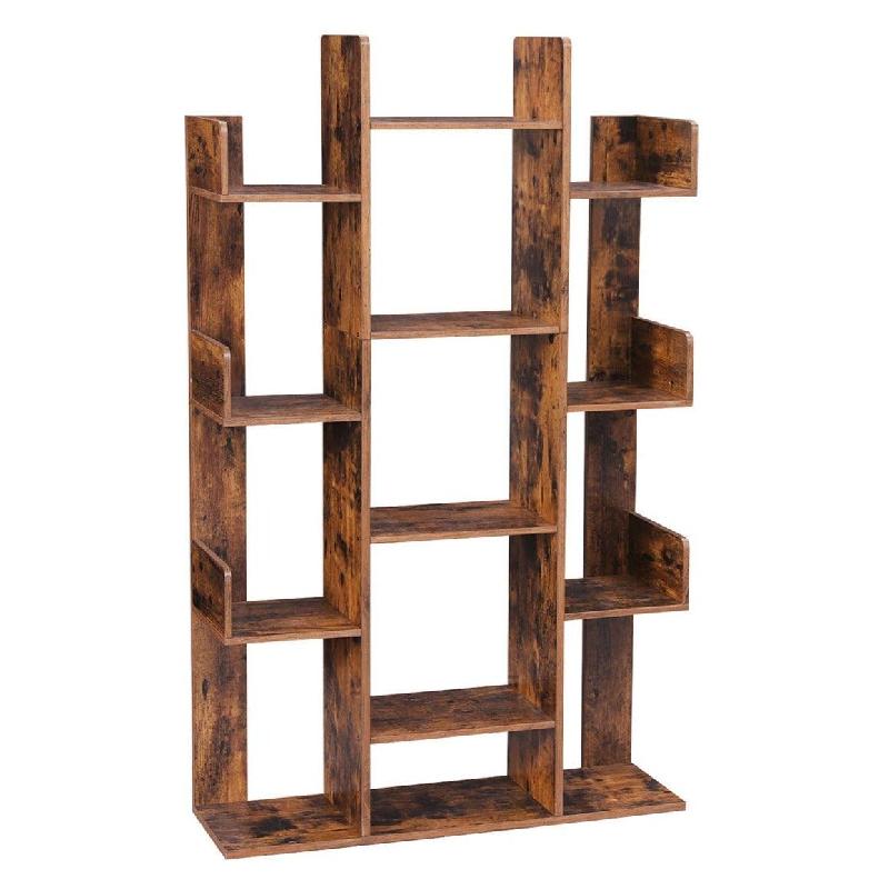 Helloshop26 - Bibliothèque arbre étagère à 13 compartiments meuble de rangement 86 x 25 x 140 cm avec coins arrondis et rebords 12_0002827 - 30006_0