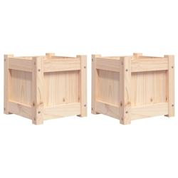 Helloshop26 - Jardinière bac lit surélevé plantes fleurs jardin terrasses lot de 2 bois de pin massif marron 02_0039044 - 3000218000899_0