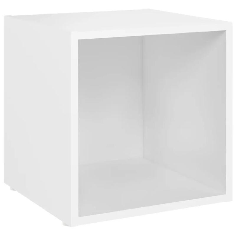 Helloshop26 - Meuble TV de plancher design moderne avec compartiment 37 x 35 x 37 cm en bois d'ingénierie blanc 02_0047855 - blanc Bois massif 300023_0