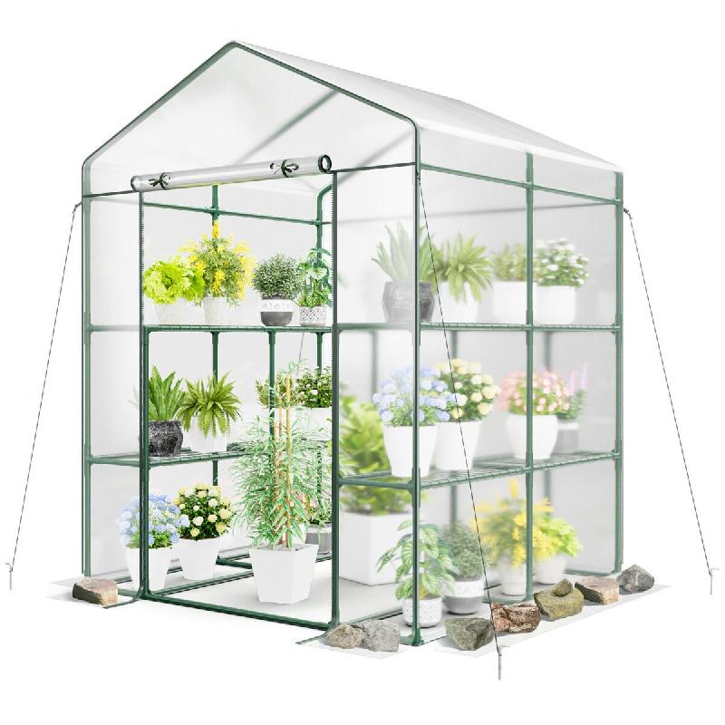 Helloshop26 - Serre de jardin avec 4 niveaux et 8 étagères 139 x 144 x 195 cm protection optimale design contemporain en pvc 20_0013566 - 3000227813_0