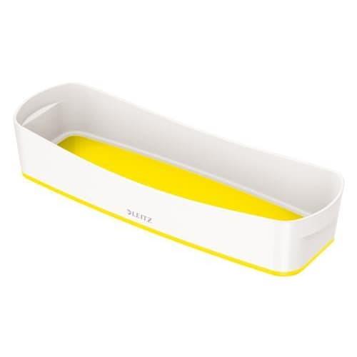 Leitz bac de rangement MyBox long - sans couvercle - ABS - blanc avec fond jaune_0