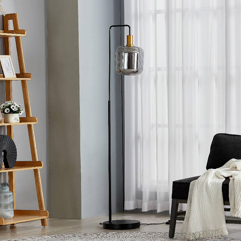 LINDBY NIMBORA LAMPADAIRE, NOIR, ABAT-JOUR VERRE