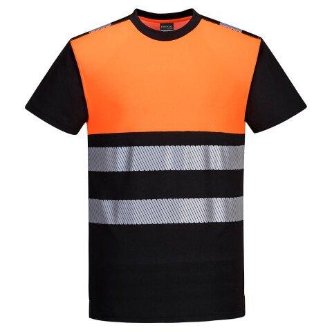 LOT DE 2 - PORTWEST PW311 T-SHIRT PW3 HAUTE VISIBILITÉ CLASSE 1 NOIR/ORANGE - TAILLE 4XL